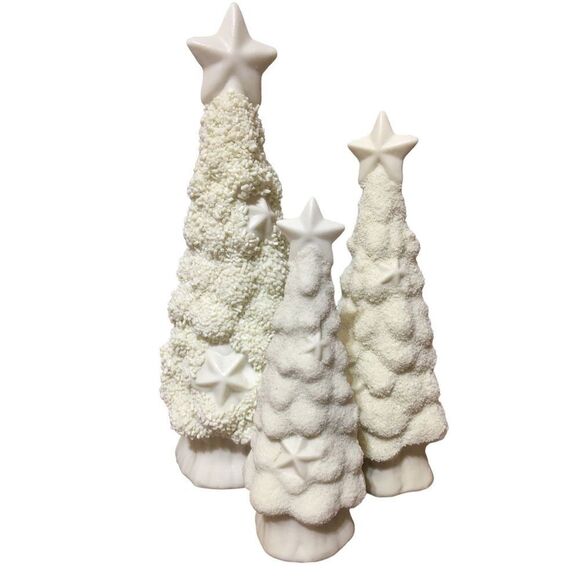 Vintage 3 Piece Jade Porcelain Christmas Tree Set - Picture 1 of 12
